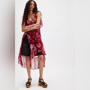 NWT Free People Sunfaded Floral Maxi Top Blouse Size Medium